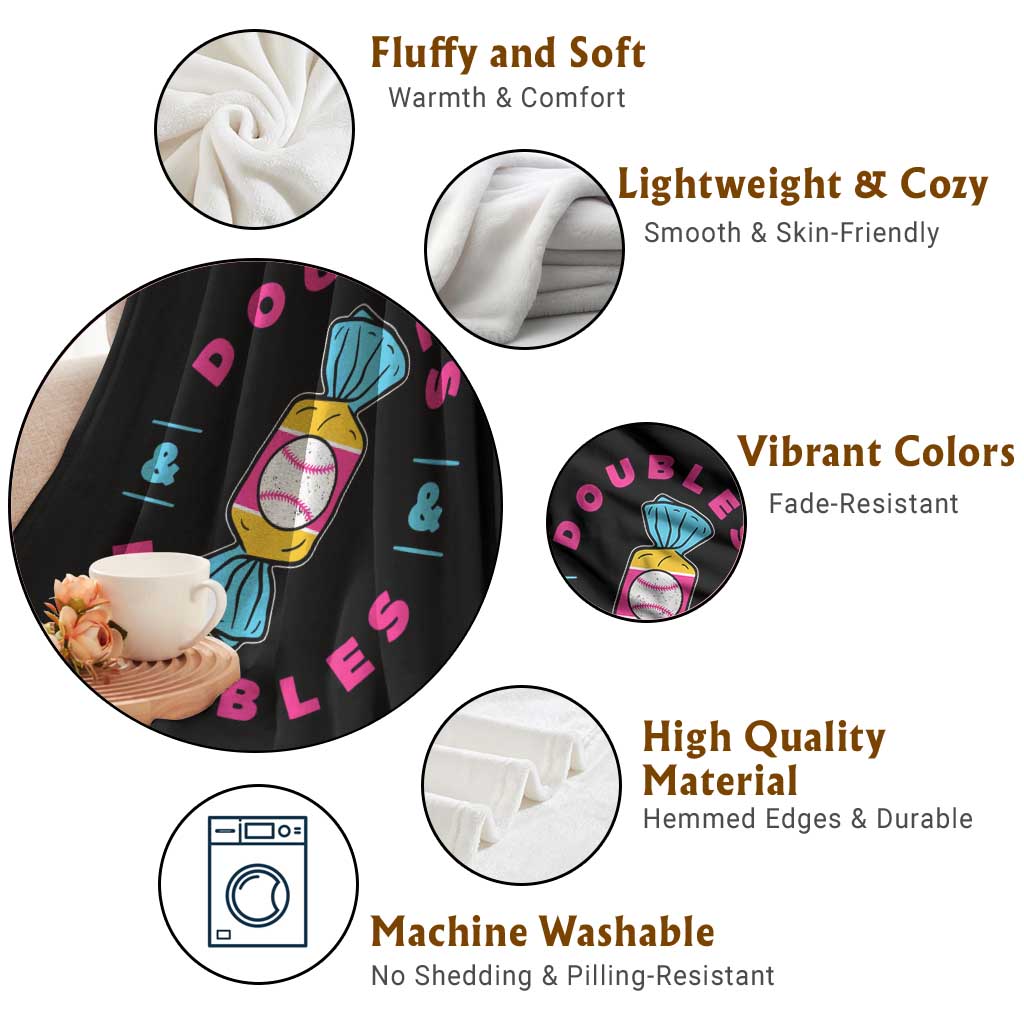 Doubles and Bubbles Baseball Candy Gum Throw Blanket