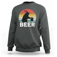 Charcoal crewneck sweatshirt with 'BEER' deer mug graphic on front.
