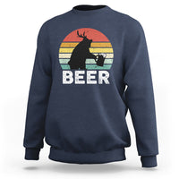 Royal blue crewneck sweatshirt with 'BEER' deer mug graphic on front.