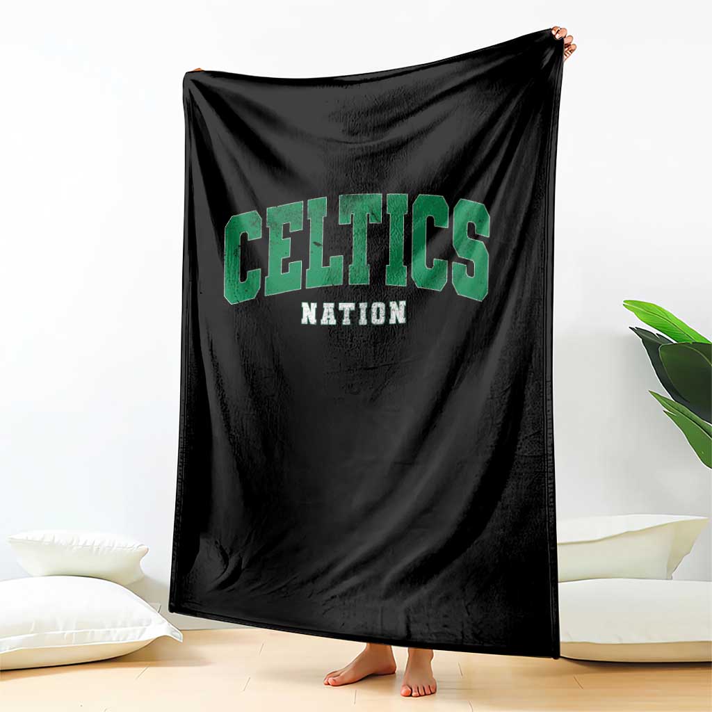 Celtic Nation Throw Blanket Sports Varsity Aesthetic Letters Cap