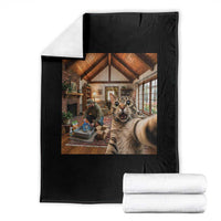 Cat Selfie with Man Funny Cat Dad Throw Blanket