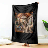 Cat Selfie with Man Funny Cat Dad Throw Blanket