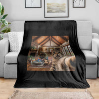 Cat Selfie with Man Funny Cat Dad Throw Blanket