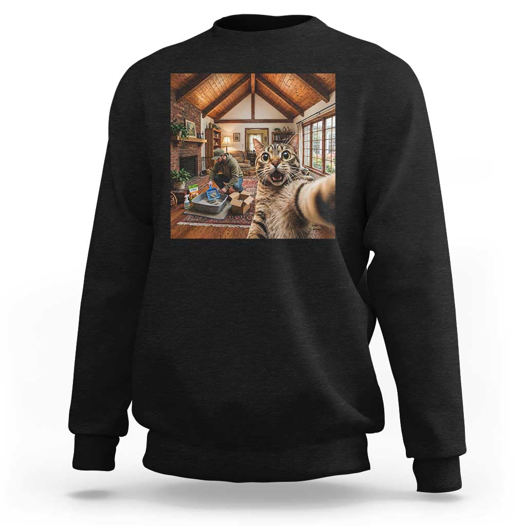 Cat Selfie with Man Funny Cat Dad Sweatshirt