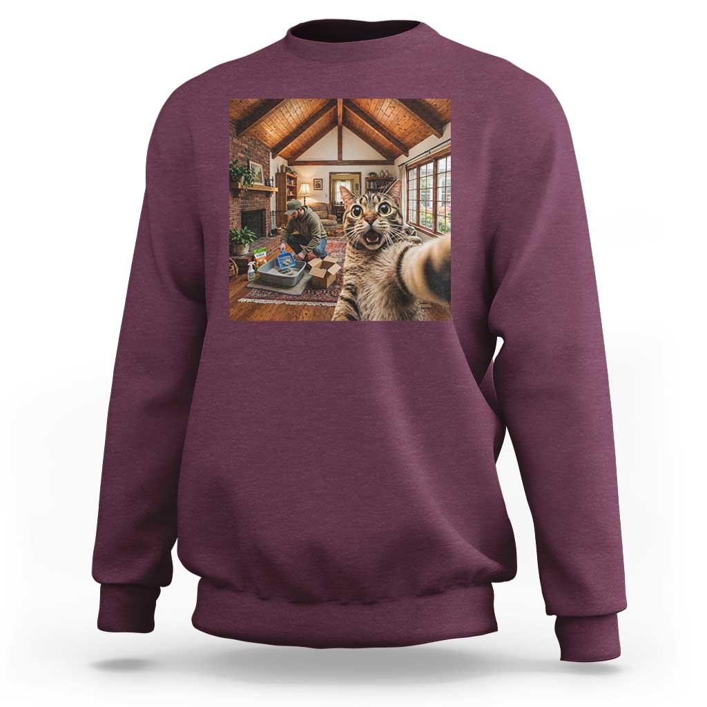 Cat Selfie with Man Funny Cat Dad Sweatshirt