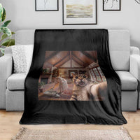 Cat Selfie with Woman Funny Cat Mom Throw Blanket
