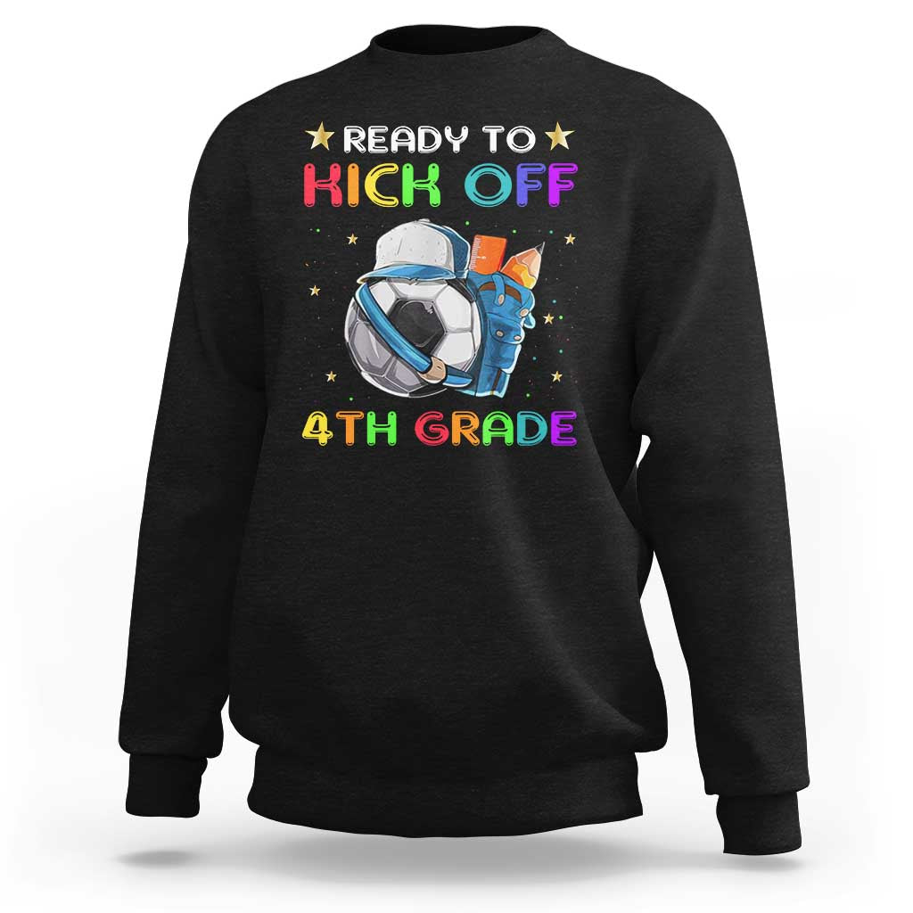Black 4th grade sweatshirt with soccer helmet "Ready to Rick Off" graphic