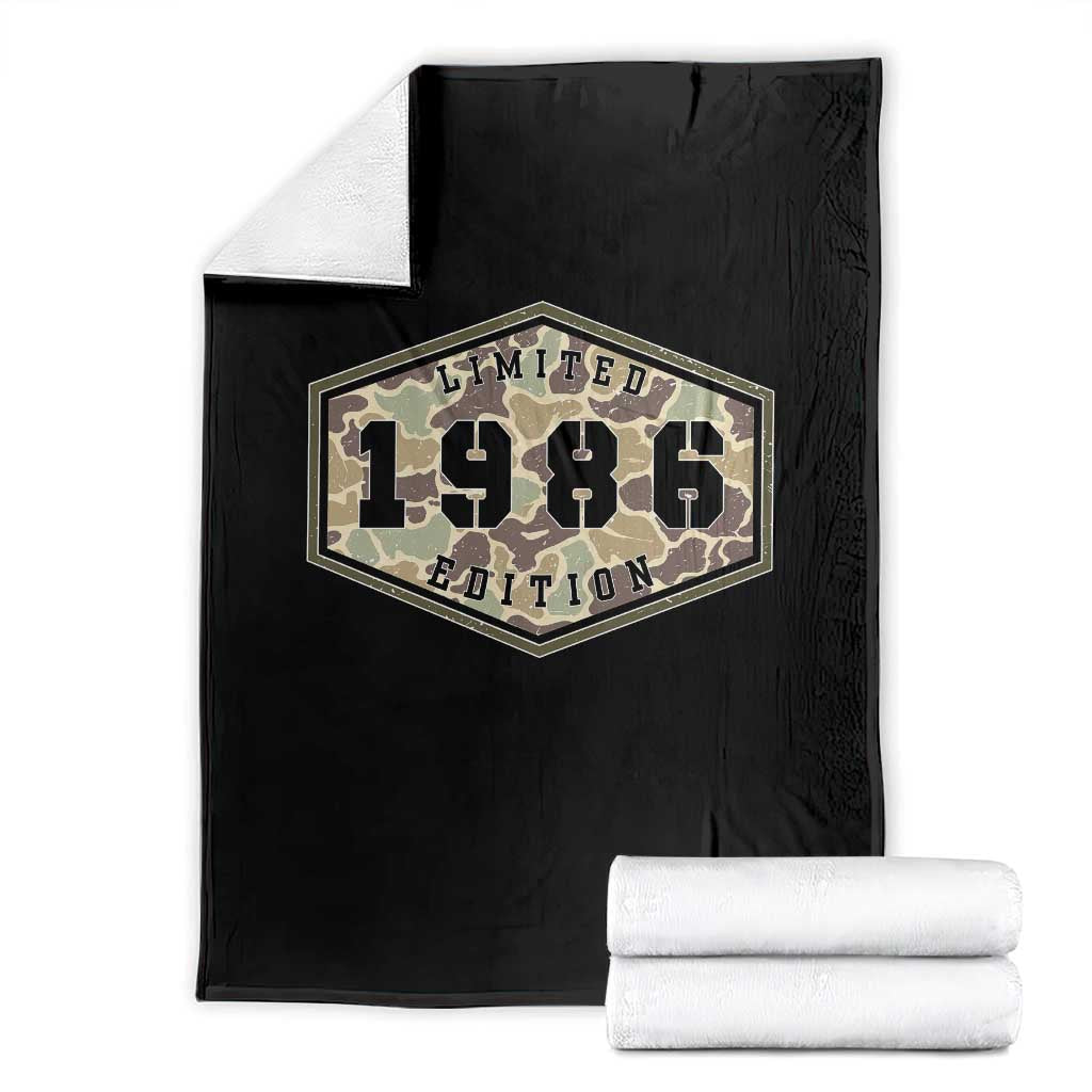 40th Birthday Hunting Throw Blanket 1986 Limited Edition Vintage Camouflage Gifts For Turning 40