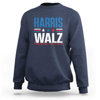 Harris Walz supporter sweatshirt, blue with front HARRIS WALZ graphic
