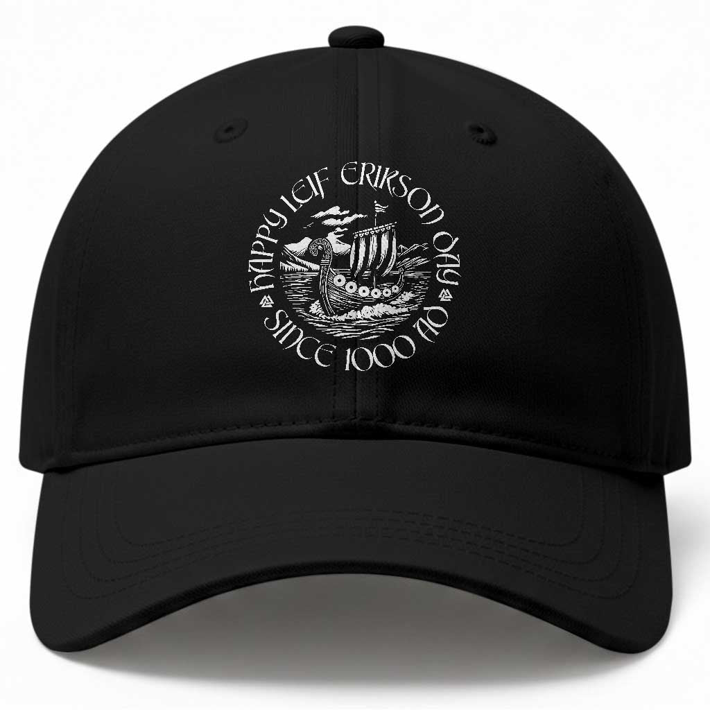 Happy Leif Erikson Day Baseball Cap Since 1000 AD Viking Longship