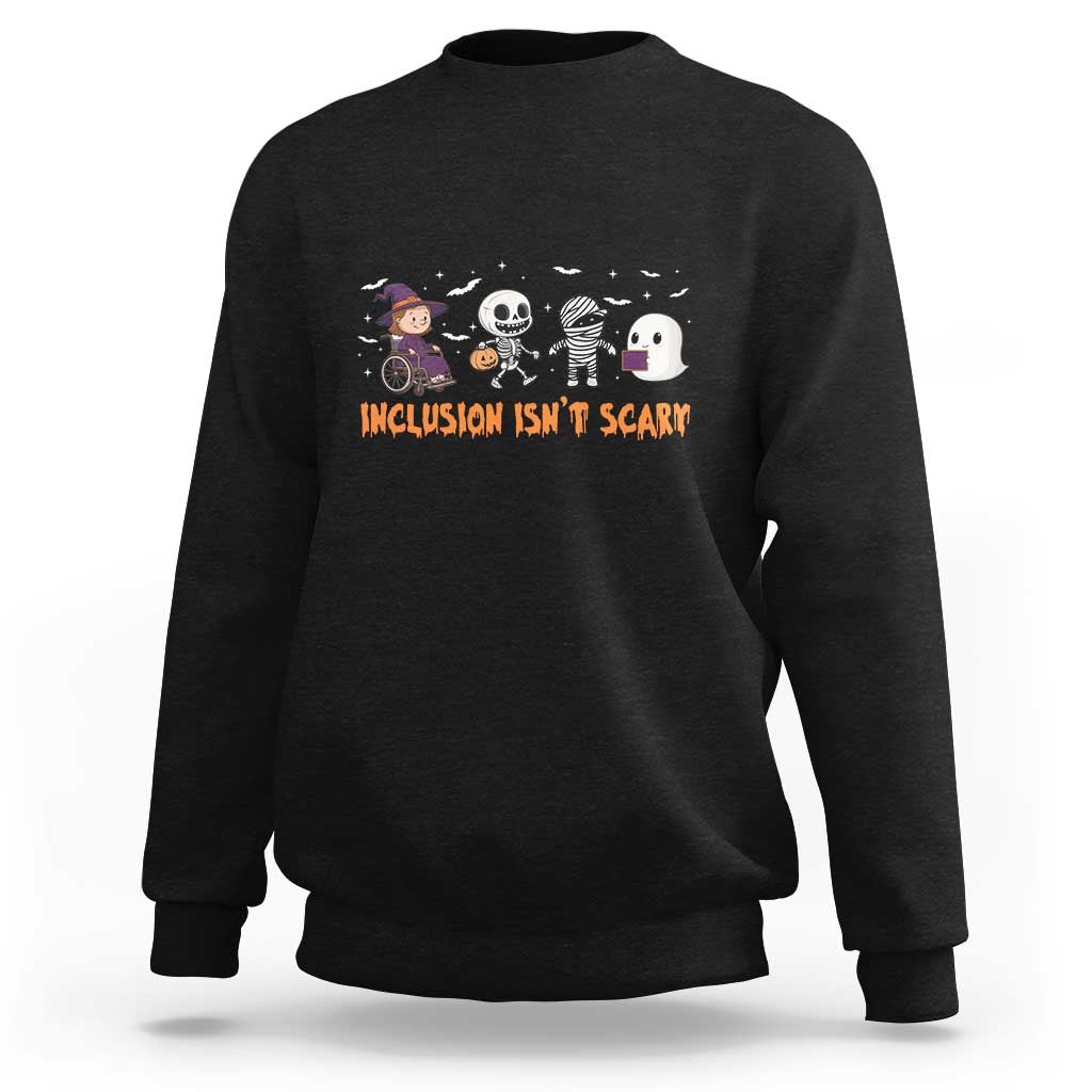 Black Halloween teacher sweatshirt with colorful skeleton, ghost, witch graphic on front