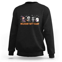 Black Halloween teacher sweatshirt with colorful skeleton, ghost, witch graphic on front