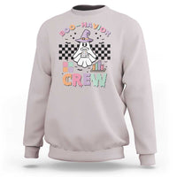 Ice gray crewneck Halloween sweatshirt with ghost-witch 'Boo-Havior Crew' graphic