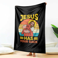 Funny Jesus Has Your Back Throw Blanket Jiu Jitsu Retro Christian - Wonder Print Shop
