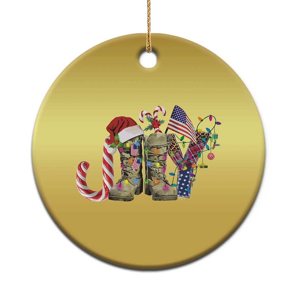 Xmas Veterans Christmas Ornament Joy Candy Cane American Flag