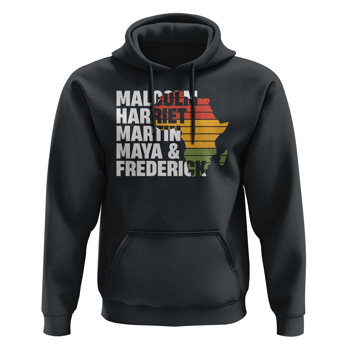 Black History Leaders Hoodie Malcolm Harriet Martin Maya Frederick Africa Map