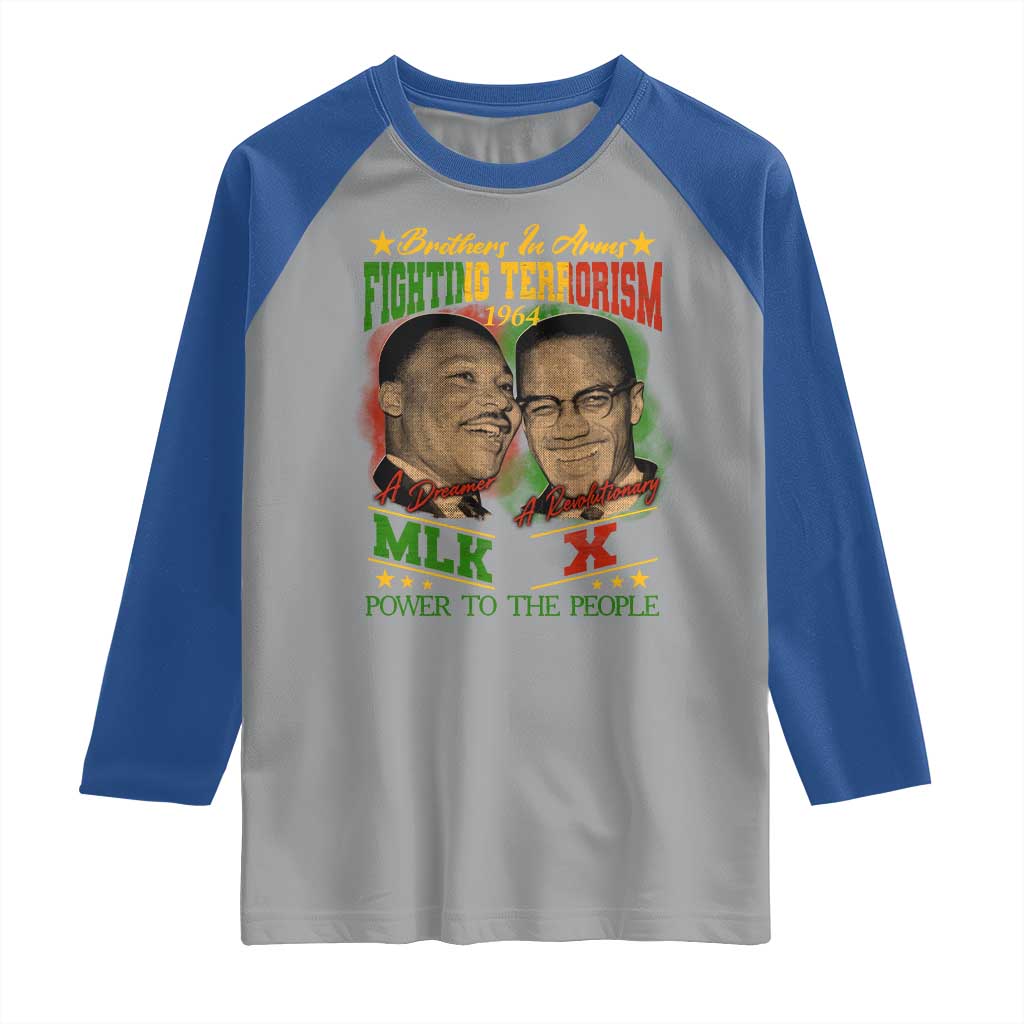 Martin Luther King And Malcolm X Raglan Shirt Brothers In Arms Fighting Terrorism 1964 Black History