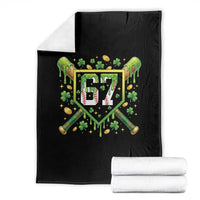 Funny St Patricks Day 67 Six Seven Baseball Ice Cream Drip Throw Blanket