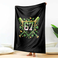 Funny St Patricks Day 67 Six Seven Baseball Ice Cream Drip Throw Blanket