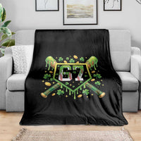 Funny St Patricks Day 67 Six Seven Baseball Ice Cream Drip Throw Blanket