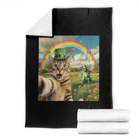 St Patricks Day Cat Selfie with Leprechaun Throw Blanket