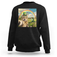 St Patricks Day Cat Selfie with Leprechaun Sweatshirt