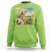 St Patricks Day Cat Selfie with Leprechaun Sweatshirt