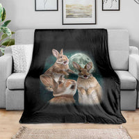 Funny Three Bunny Moon Humorous Rabbit Meme Throw Blanket