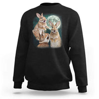 Funny Three Bunny Moon Humorous Rabbit Meme Sweatshirt