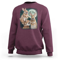 Funny Three Bunny Moon Humorous Rabbit Meme Sweatshirt