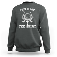 Dark heather gray golf sweatshirt, crewneck long-sleeve with golf ball graphic