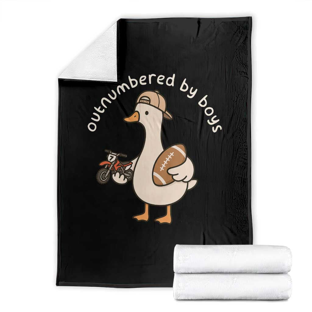 Outnumbered By Boys Funny Mom Goose Throw Blanket