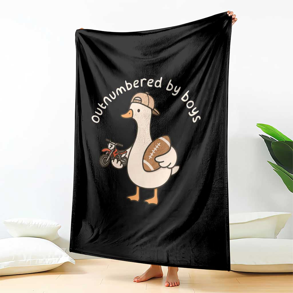 Outnumbered By Boys Funny Mom Goose Throw Blanket