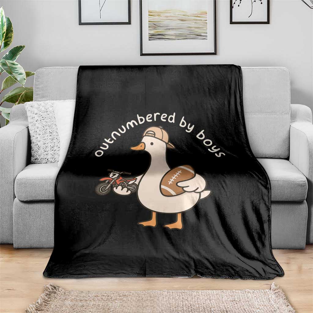 Outnumbered By Boys Funny Mom Goose Throw Blanket