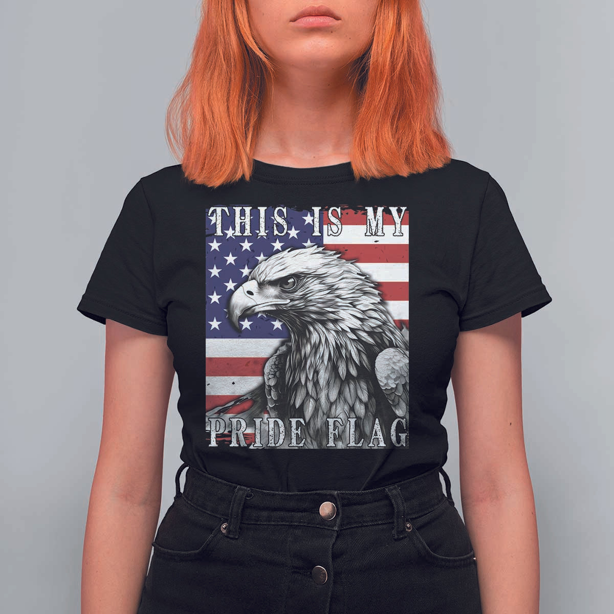 4th Of July T Shirt For Women This Is My Pride Flag White Bald Eagle USA American Flag - Wonder Print Shop