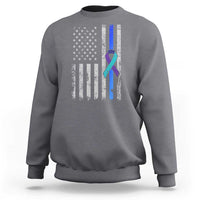 Police Suicide Prevention Awareness American Flag Ribbon Support Sweatshirt