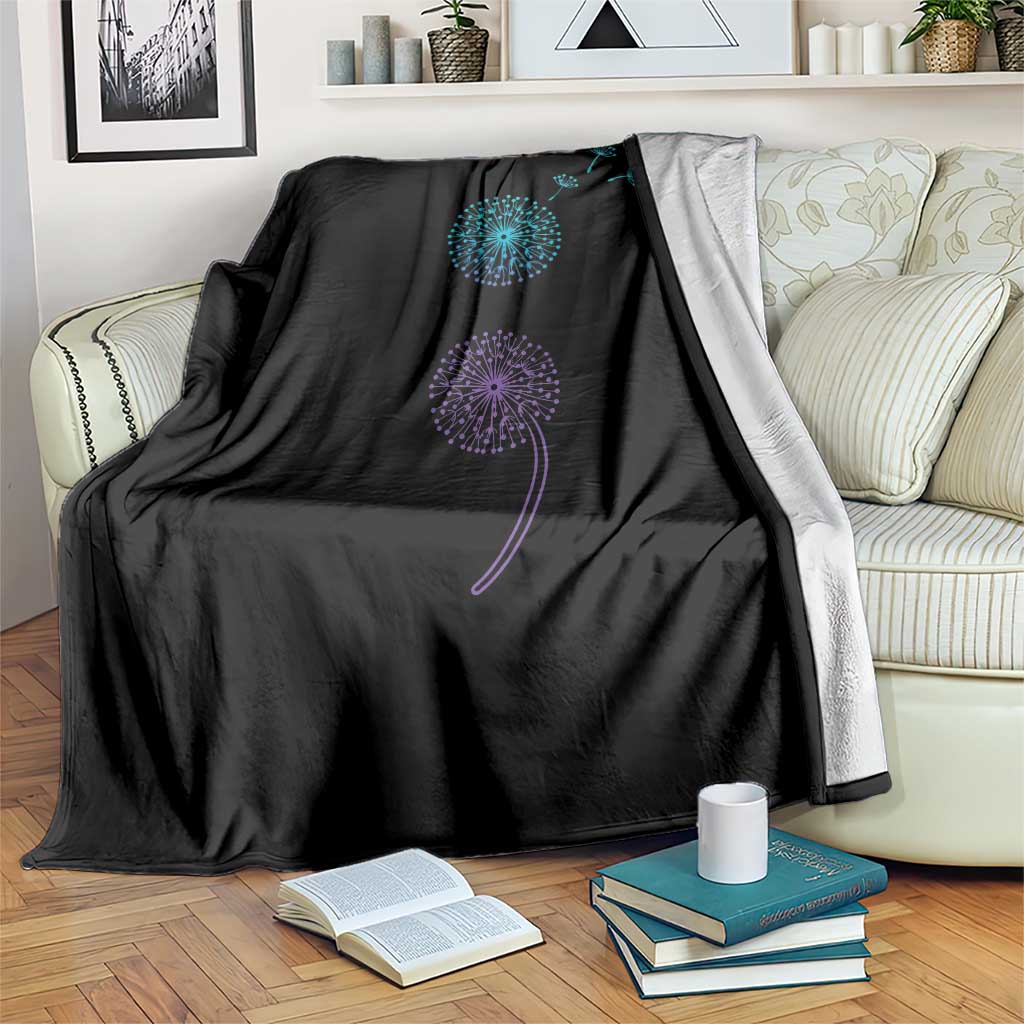 Semicolon Suicide Prevention Awareness Dandelion Graphic Throw Blanket