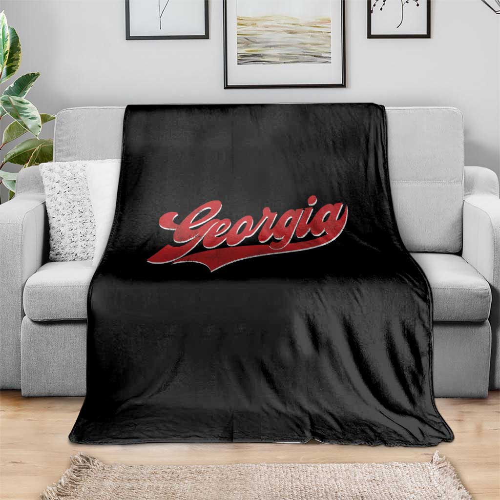 Georgia Vintage Varsity Script Classic Sports Jersey Style Throw Blanket