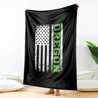 Vintage Oregon American Flag Throw Blanket Distressed Varsity Aesthetic Letters OR State
