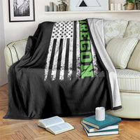 Vintage Oregon American Flag Throw Blanket Distressed Varsity Aesthetic Letters OR State