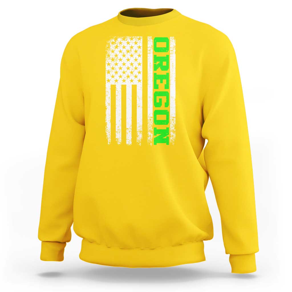 Vintage Oregon American Flag Sweatshirt Distressed Varsity Aesthetic Letters OR State