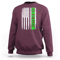 Vintage Oregon American Flag Sweatshirt Distressed Varsity Aesthetic Letters OR State