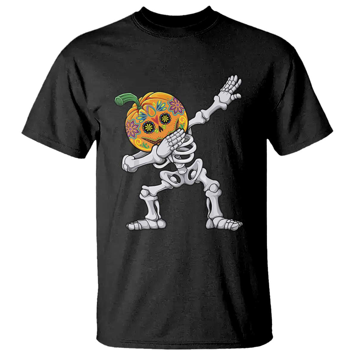 Day Of The Dead T Shirt Dabbing Pumpkin Skeleton Halloween Sugar Skull