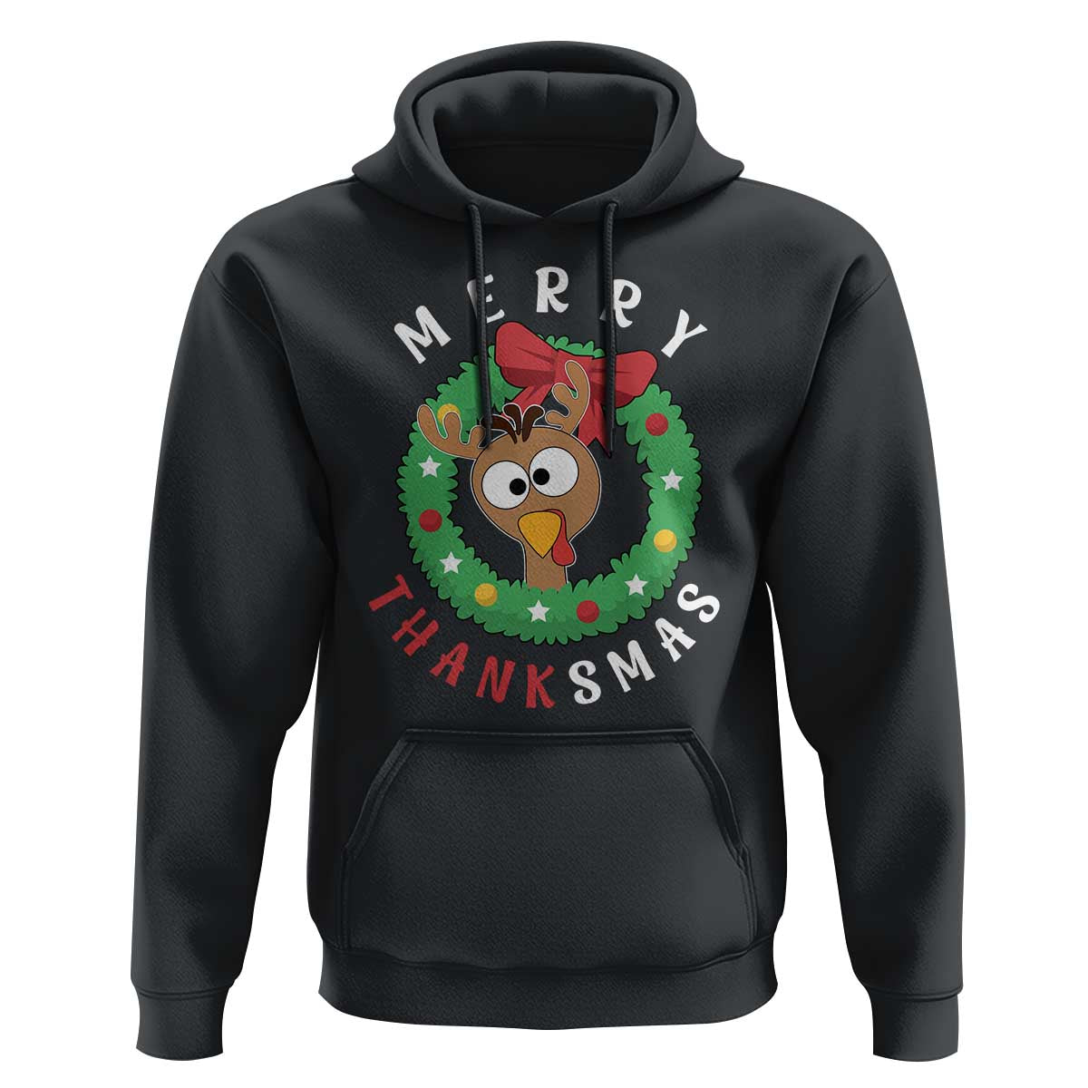 Funny Thanksgiving Christmas Hoodie Merry Thanksmas Turkey Reindeer Antler