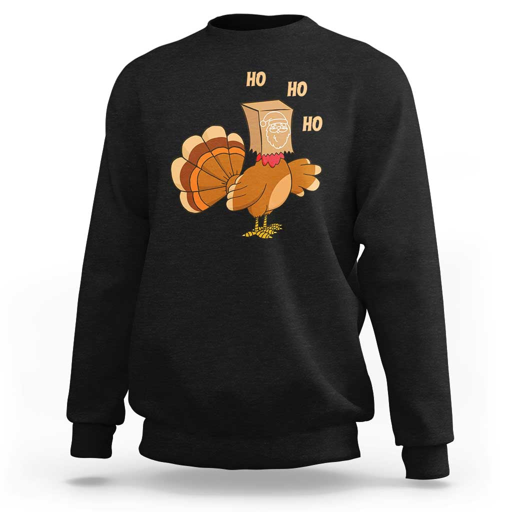 Funny Thanksgiving Christmas Triple Ho Santa Turkey Sweatshirt - Wonder Print Shop