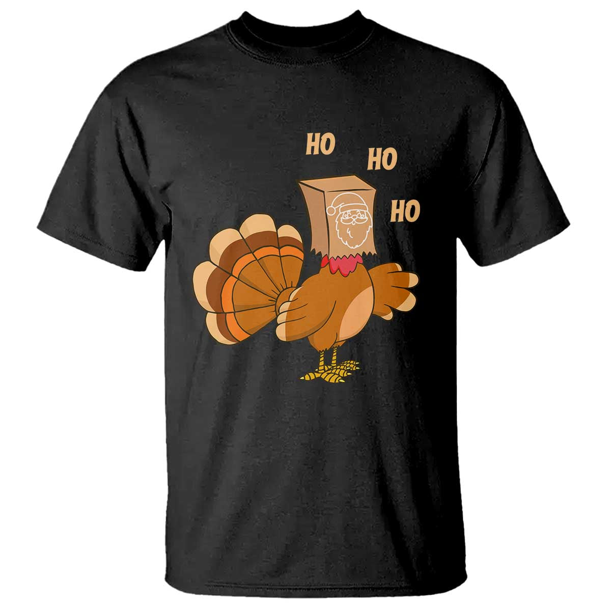 Funny Thanksgiving Christmas Triple Ho Santa Turkey T Shirt - Wonder Print Shop