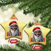 Gold star-shaped Santa Christmas ornament set with “Merry Christmas” front/back tags