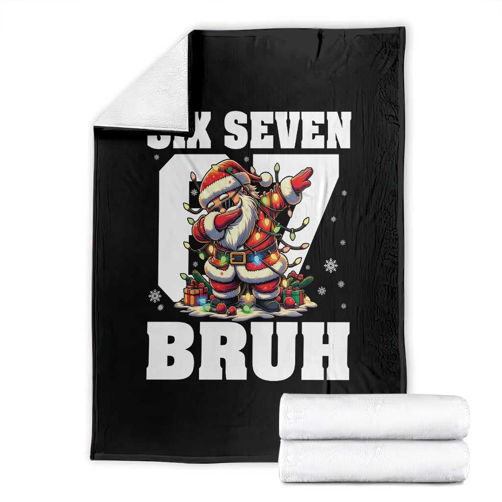 Funny Christmas Six Seven Bruh Throw Blanket Dabbing Santa - Wonder Print Shop
