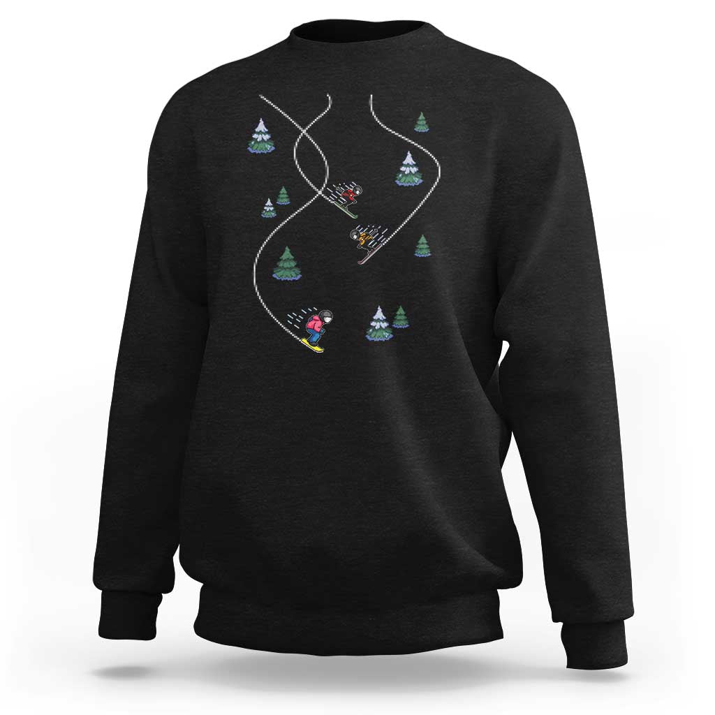 Funny Pixel Ski Snowboard Winter Sport Game Lover Sweatshirt - Wonder Print Shop