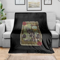 Funny Tarot Card Deadlifts Gym Workout Skeleton Throw Blanket